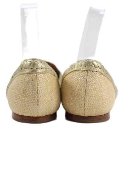 Jack Rogers Womens Woven Slip On Flats Beige 8M