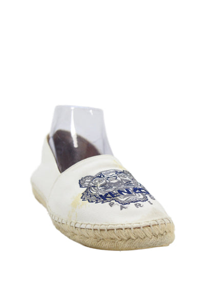Kenzo Womens Embroidered Espadrille Flats White Size 39 9