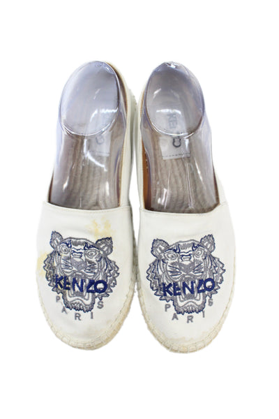 Kenzo Womens Embroidered Espadrille Flats White Size 39 9