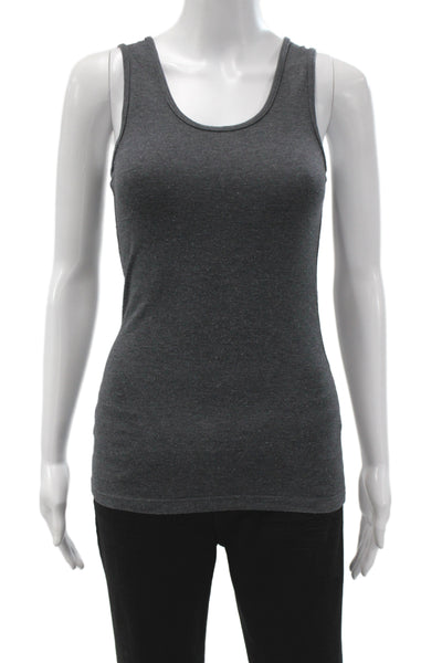 Lunya Women Gray Cotton Scoop Neck Sleeveless Basic Tank Size S