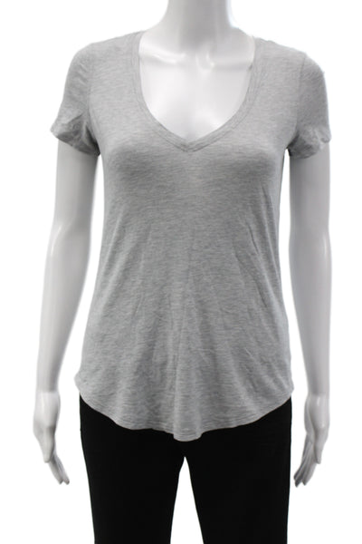 Lululemon Womens Gray V-Neck Basic T-Shirt Cotton Short Sleeve Size 4