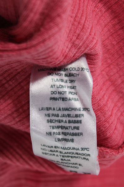Sundry Women Basic Button-Up Pink Henley Long Sleeve Colorblock Cotton Size 0