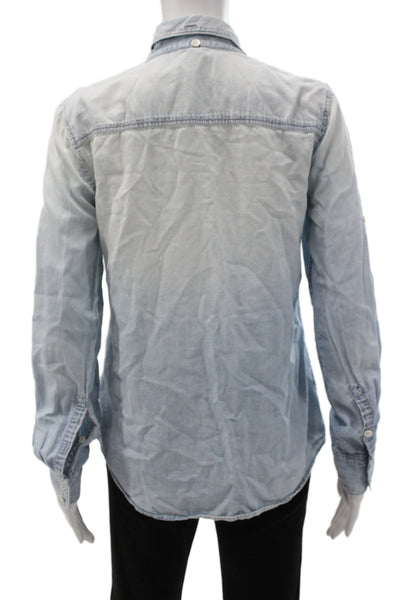 J Crew Womens Denim Collared Basic Button-Up Long Sleeve Blue Top Size 4