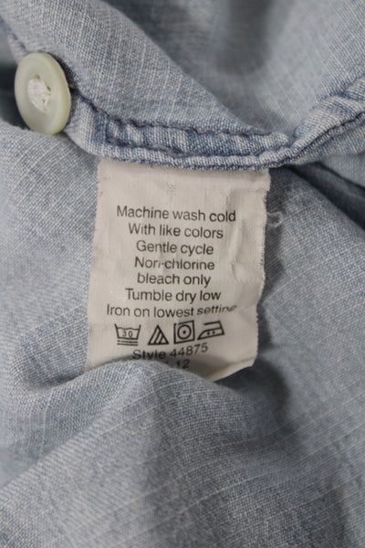 J Crew Womens Denim Collared Basic Button-Up Long Sleeve Blue Top Size 4