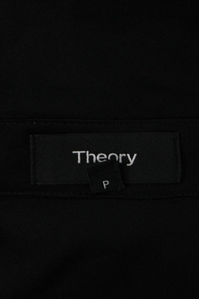 Theory Womens Silk Collared 3/4 Sleeve Basic Button-Up Top Black Size PP