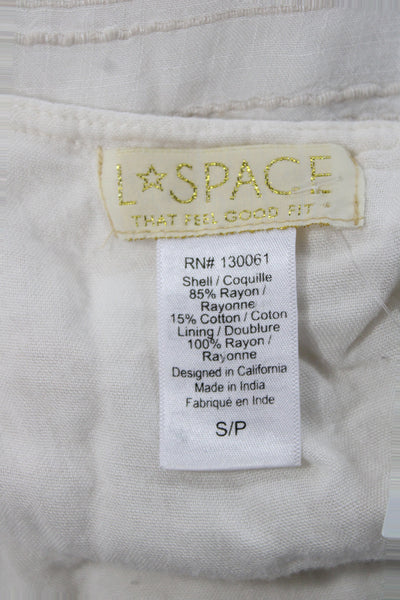 L Space Women Mini Striped V-Neck Dress Ivory Short Sleeve Rayon Size S