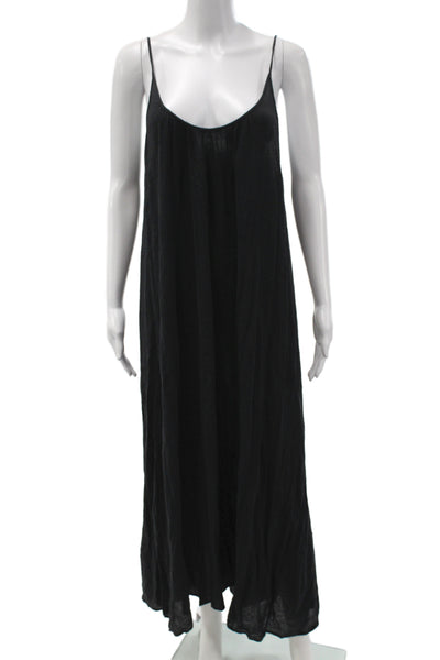 9 Seed Women Maxi Dress Black Scoop Neck Sleeveless Cotton Size One Size