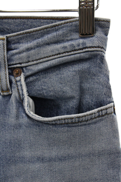 Re/Done Women High Waist Straight Jeans Blue Button Size 26
