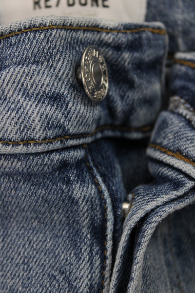 Re/Done Women High Waist Straight Jeans Blue Button Size 26