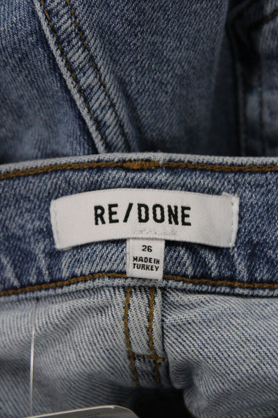 Re/Done Women High Waist Straight Jeans Blue Button Size 26