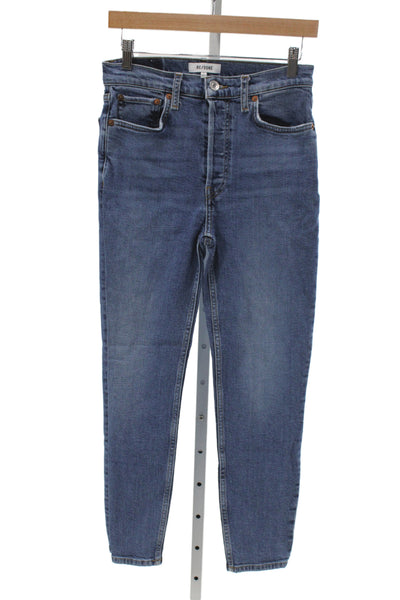 Re/Done Womens High Waist Ankle Blue Cotton Jeans Button Size 27
