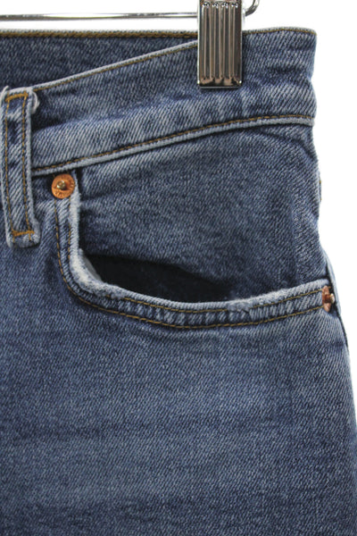 Re/Done Womens High Waist Ankle Blue Cotton Jeans Button Size 27
