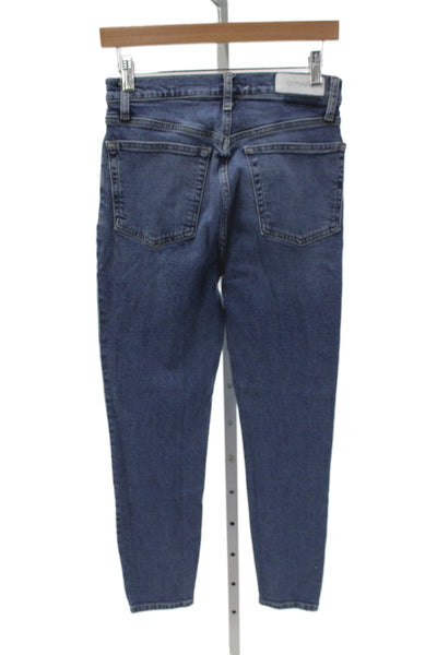 Re/Done Womens High Waist Ankle Blue Cotton Jeans Button Size 27