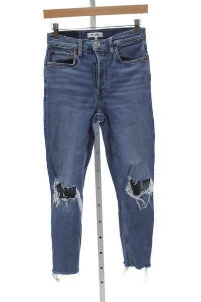 Re/Done Women Ankle High Waist Blue Jeans 27in Size 26