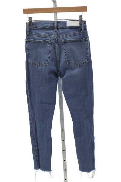 Re/Done Women Ankle High Waist Blue Jeans 27in Size 26