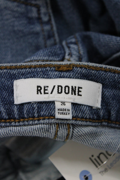 Re/Done Women Ankle High Waist Blue Jeans 27in Size 26