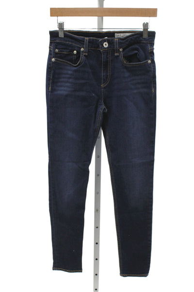 Rag & Bone Womens Skinny Jeans Blue High Waist Cotton Button Size 26