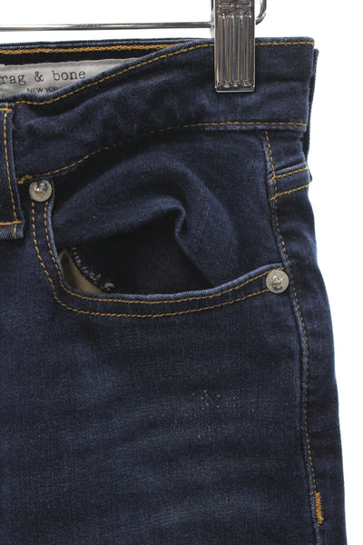 Rag & Bone Womens Skinny Jeans Blue High Waist Cotton Button Size 26