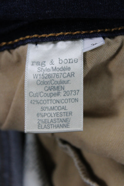 Rag & Bone Womens Skinny Jeans Blue High Waist Cotton Button Size 26