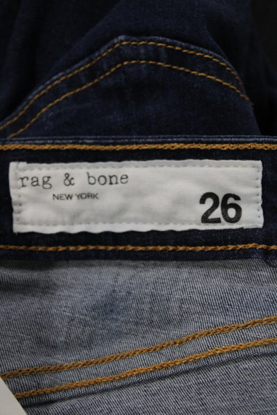 Rag & Bone Womens Skinny Jeans Blue High Waist Cotton Button Size 26