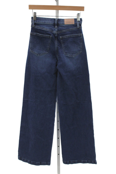 Pistola Womens Wide-Leg High Waist Jeans Blue Cotton Size 25