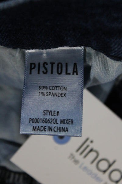 Pistola Womens Wide-Leg High Waist Jeans Blue Cotton Size 25