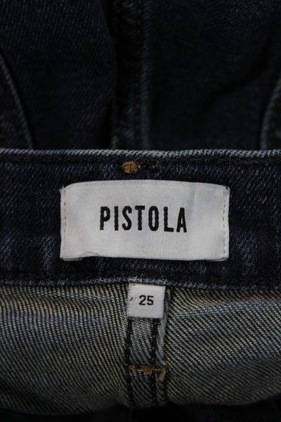 Pistola Womens Wide-Leg High Waist Jeans Blue Cotton Size 25
