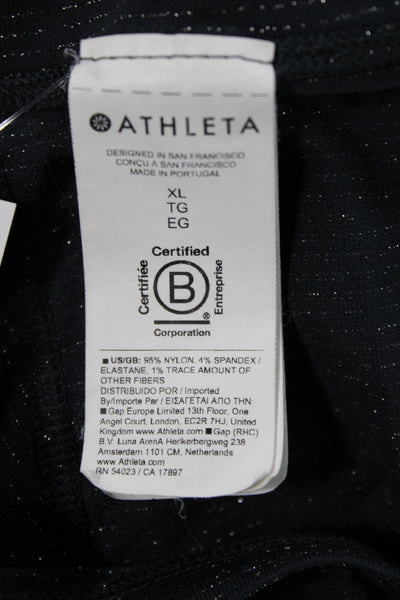 Athleta Womens Pullover Black Striped Crew Neck Long Sleeve Size XL