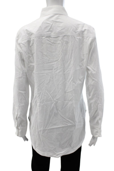 Finley Women Collared Button-Up Long Sleeve Solid White Cotton Top Size M