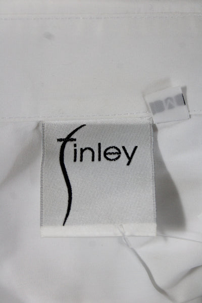 Finley Women Collared Button-Up Long Sleeve Solid White Cotton Top Size M