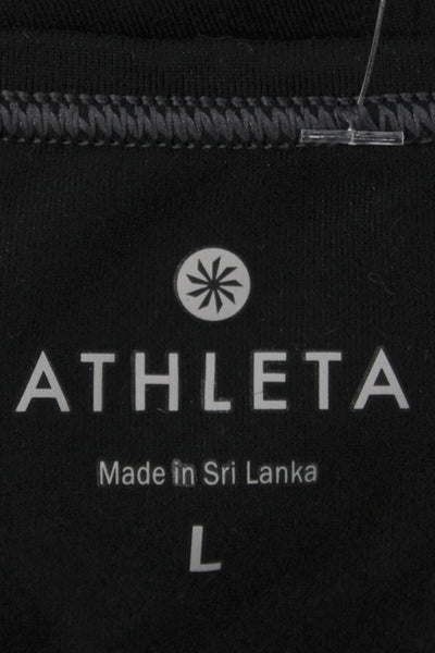 Athleta Womens Jersey T-Shirt Black Scoop Neck Long Sleeve Size L