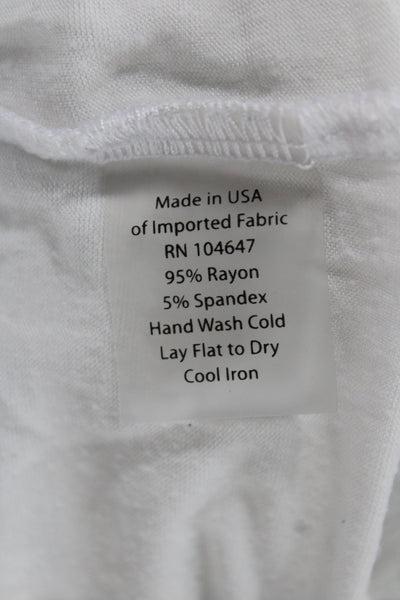 Kinross Cashmere Women Basic White Boat Neck Long Sleeve T-Shirt Size L