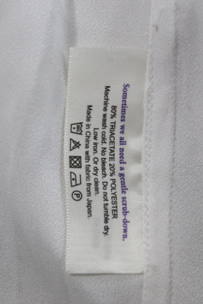 M.M. Lafleur Women White Collared Long Sleeve Button-Up Blouse Size S