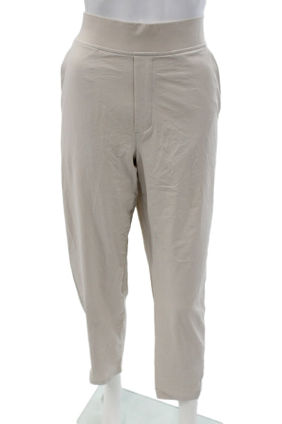 Athleta Womens Ankle Pants Beige Pull On Polyester Size 12