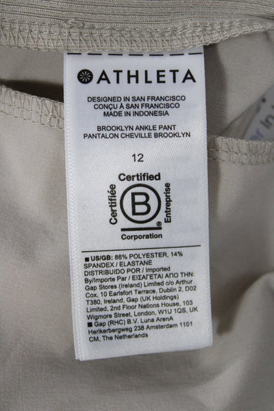 Athleta Womens Ankle Pants Beige Pull On Polyester Size 12