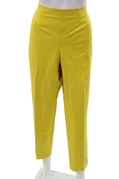 Piazza Sempione Womens Ankle Pants Yellow Zip Cotton Size 46