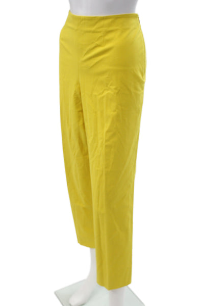 Piazza Sempione Womens Ankle Pants Yellow Zip Cotton Size 46