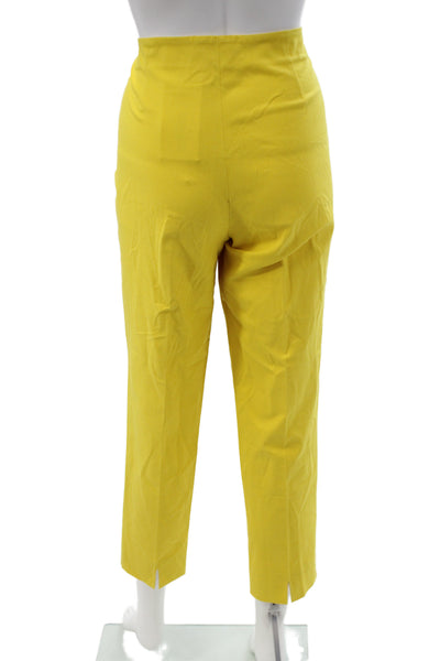 Piazza Sempione Womens Ankle Pants Yellow Zip Cotton Size 46