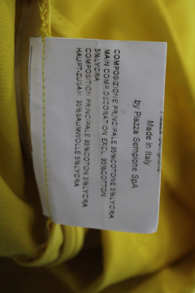Piazza Sempione Womens Ankle Pants Yellow Zip Cotton Size 46