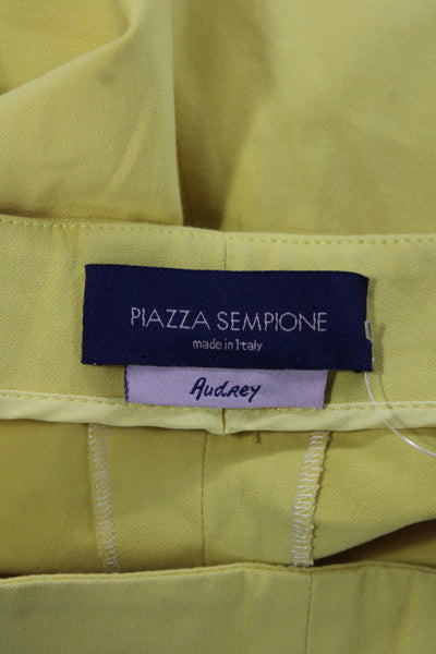 Piazza Sempione Womens Ankle Pants Yellow Zip Cotton Size 46