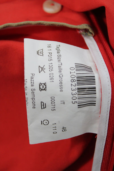 Piazza Sempione Womens Ankle Pants Red Zip 95% Cotton Size 46