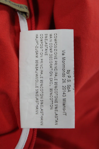 Piazza Sempione Womens Ankle Pants Red Zip 95% Cotton Size 46