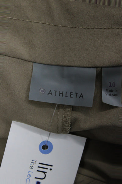 Athleta Womens Athletic Skort Beige Short Zip 86% Recycled Polyester Size 10