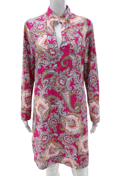 Jude Connally Womens Multicolor Paisley Collared Longsleeve Shift Dress Size XL