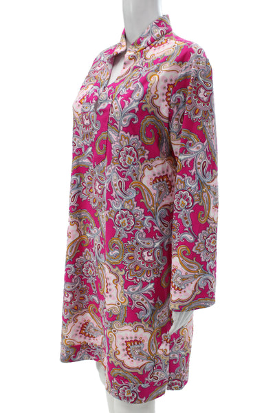 Jude Connally Womens Multicolor Paisley Collared Longsleeve Shift Dress Size XL