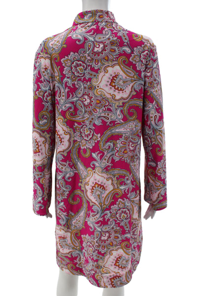Jude Connally Womens Multicolor Paisley Collared Longsleeve Shift Dress Size XL