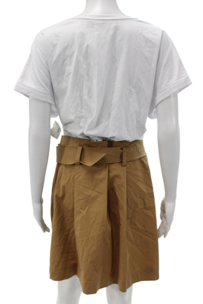 Veronica Beard Womens Mini Dress Set Brown Short Sleeve Button Front Size XL