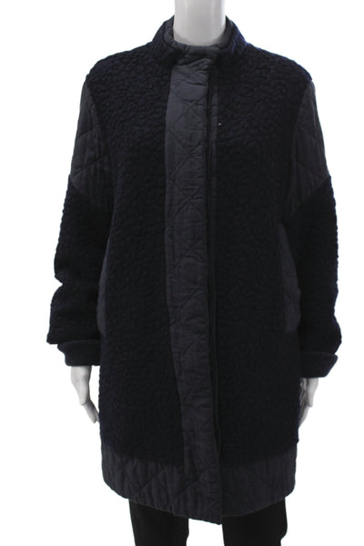 Stella McCartney Womens Quilted Wool Coat Black Snap Closure Size 44