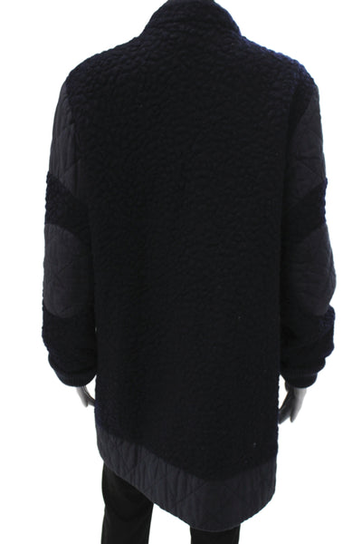 Stella McCartney Womens Quilted Wool Coat Black Snap Closure Size 44