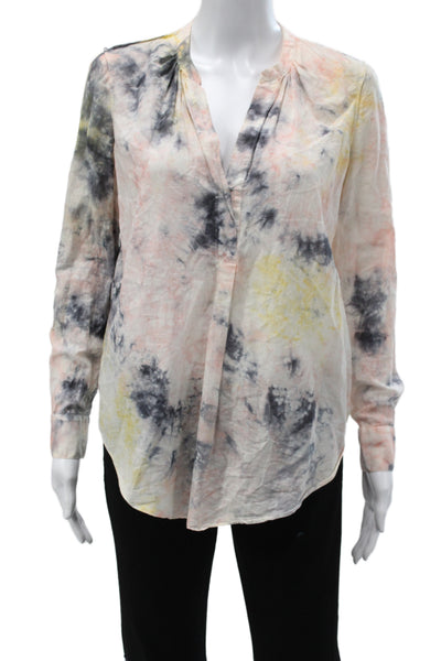 Raquel Allegra Women Boho Tunic Multicolor VNeck Longsleeve Silk Blend Size 0